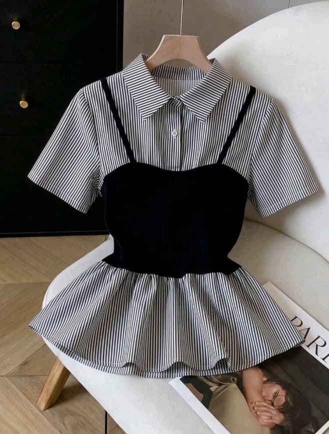 Pin Striped Layered Top