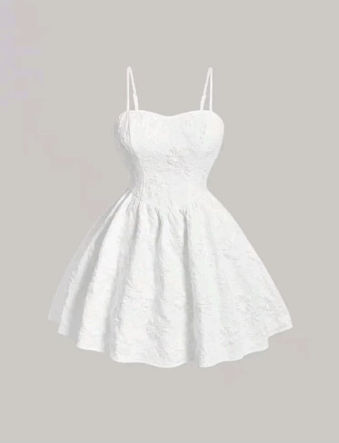 White Textured Mini Dress