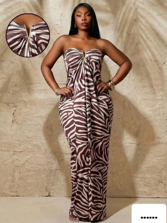 Brown Zebra Print Maxi Dress