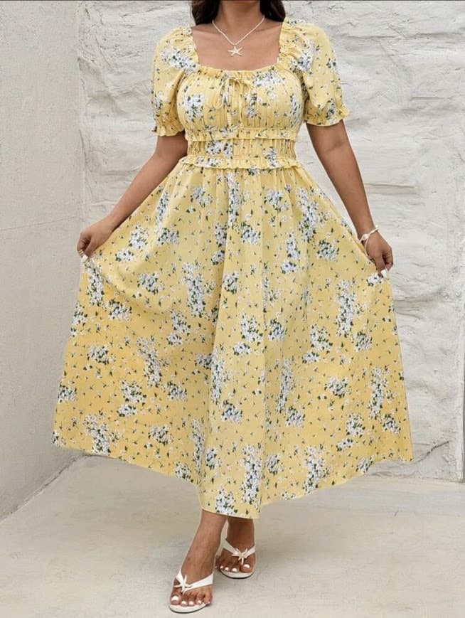 Butter Yellow Floral Dress